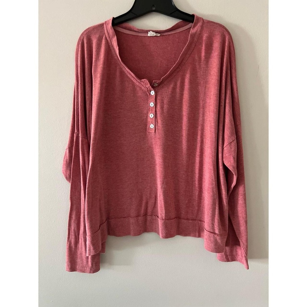 POL Women's Pink Long Sleeve Knit Top Large